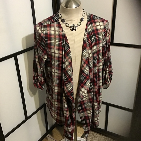 Self Esteem Tops - Self-Esteem Waterfall Plaid Top Size 2X
